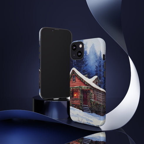 Cozy Christmas Cabin in the Snow - Impact Resistant Phone Case